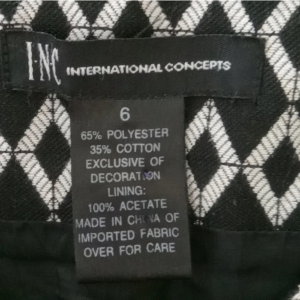 INC International Concepts Chainlink Skirt Black White Faux Leather Trim Sz 6 - Picture 11 of 12